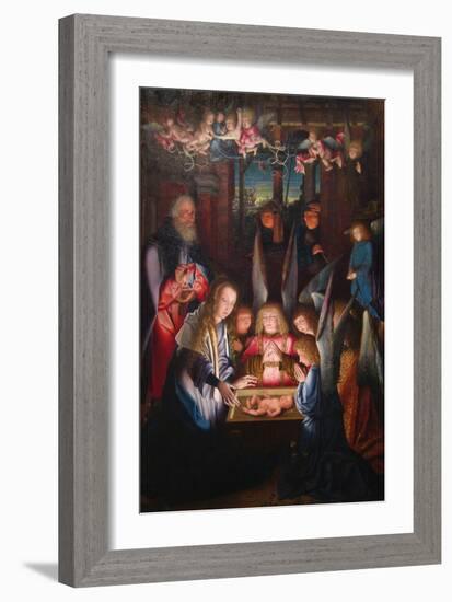 Adoration of the Christ Child-Jan Joest of Kalkar (Follower of)-Framed Art Print