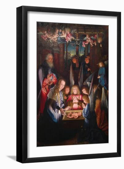 Adoration of the Christ Child-Jan Joest of Kalkar (Follower of)-Framed Art Print