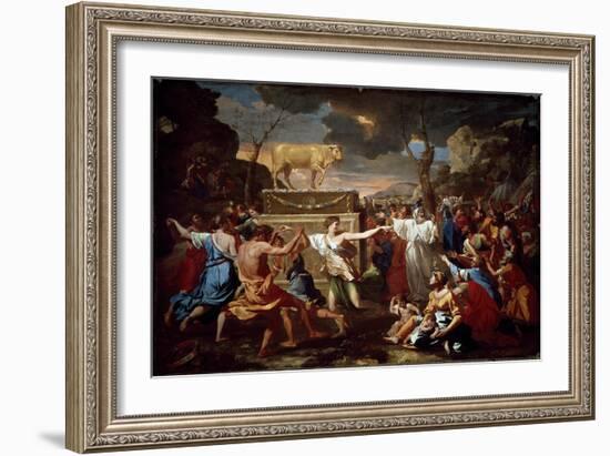 Adoration of the Golden Calf, 1633-34 (Oil on Panel)-Nicolas Poussin-Framed Giclee Print