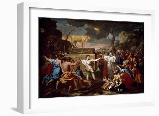 Adoration of the Golden Calf, 1633-34 (Oil on Panel)-Nicolas Poussin-Framed Giclee Print