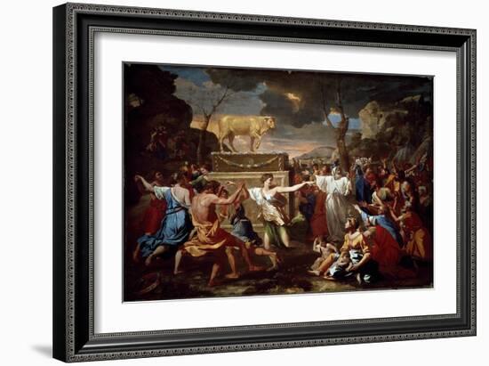 Adoration of the Golden Calf, 1633-34 (Oil on Panel)-Nicolas Poussin-Framed Giclee Print