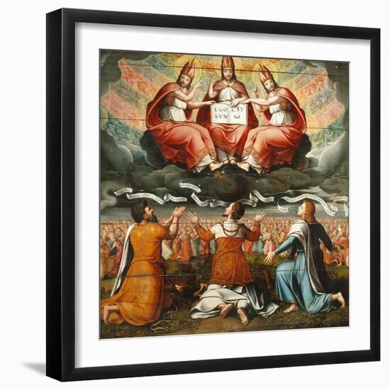 Adoration of the Holy Trinity by Abraham with Sword, David with Harp and Saint John with Eagle-French School-Framed Giclee Print