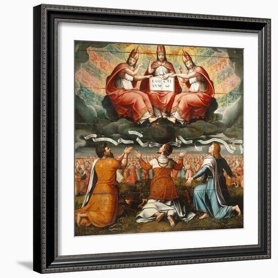 Adoration of the Holy Trinity by Abraham with Sword, David with Harp and Saint John with Eagle-French School-Framed Giclee Print