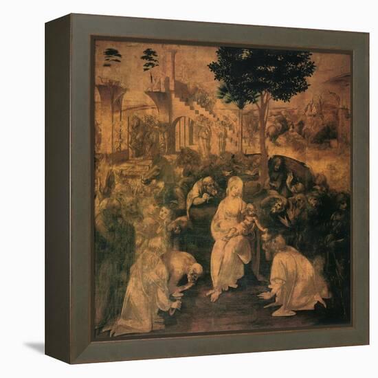 Adoration of the Magi, 1481-Leonardo da Vinci-Framed Premier Image Canvas