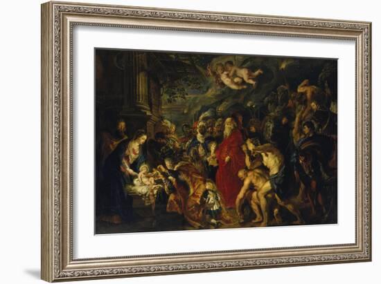 Adoration of the Magi, 1608 and 1628/29 (Enlarged)-Peter Paul Rubens-Framed Giclee Print