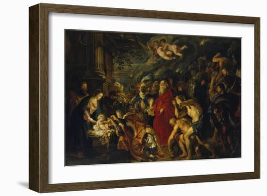 Adoration of the Magi, 1608 and 1628/29 (Enlarged)-Peter Paul Rubens-Framed Giclee Print