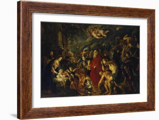 Adoration of the Magi, 1608 and 1628/29 (Enlarged)-Peter Paul Rubens-Framed Giclee Print