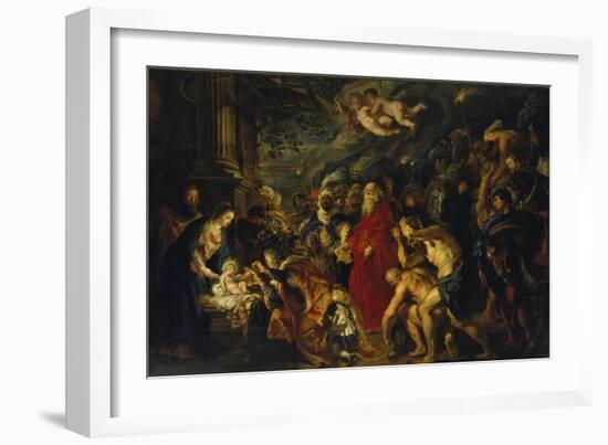 Adoration of the Magi, 1608 and 1628/29 (Enlarged)-Peter Paul Rubens-Framed Giclee Print