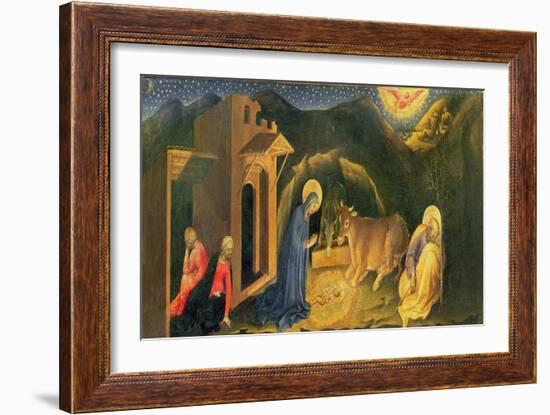 Adoration of the Magi Altarpiece, Left Hand Predella of the Nativity, 1423 (Tempera on Panel)-Gentile Da Fabriano-Framed Giclee Print