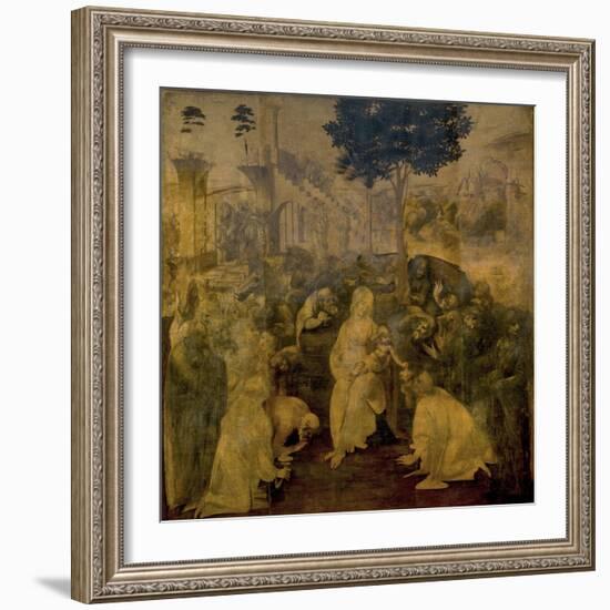 Adoration of the Magi by Leonardo Da Vinci-Leonardo Da Vinci-Framed Giclee Print