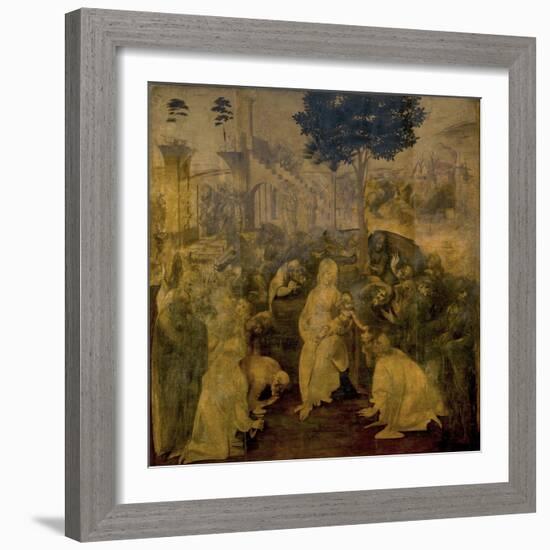 Adoration of the Magi by Leonardo Da Vinci-Leonardo Da Vinci-Framed Giclee Print