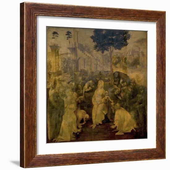 Adoration of the Magi by Leonardo Da Vinci-Leonardo Da Vinci-Framed Giclee Print