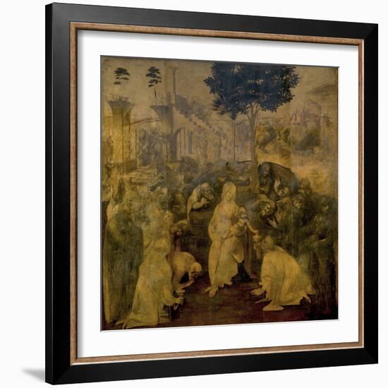 Adoration of the Magi by Leonardo Da Vinci-Leonardo Da Vinci-Framed Giclee Print