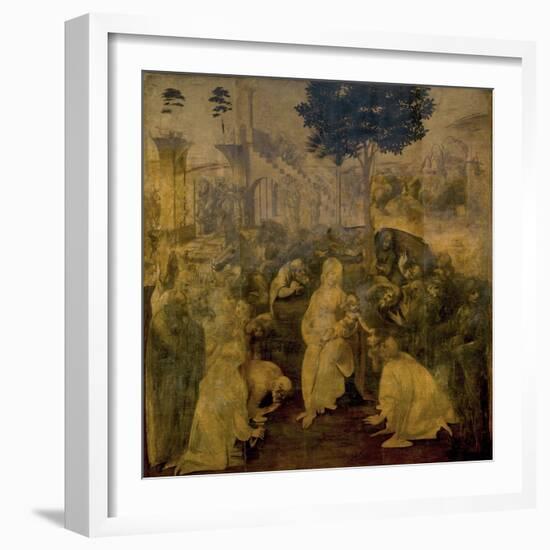 Adoration of the Magi by Leonardo Da Vinci-Leonardo Da Vinci-Framed Giclee Print