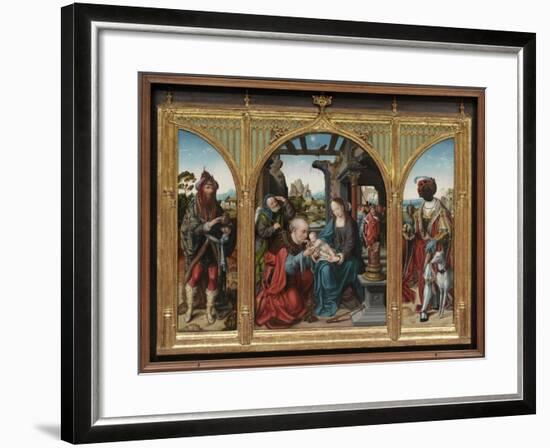 Adoration of the Magi, C.1525 (Oil on Oak Panels)-Joos Van Cleve-Framed Giclee Print