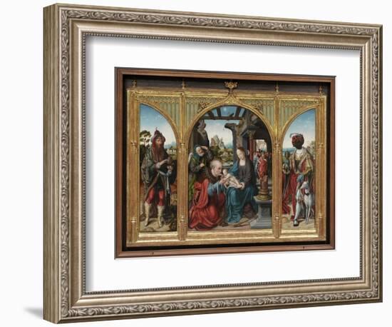 Adoration of the Magi, C.1525 (Oil on Oak Panels)-Joos Van Cleve-Framed Premium Giclee Print