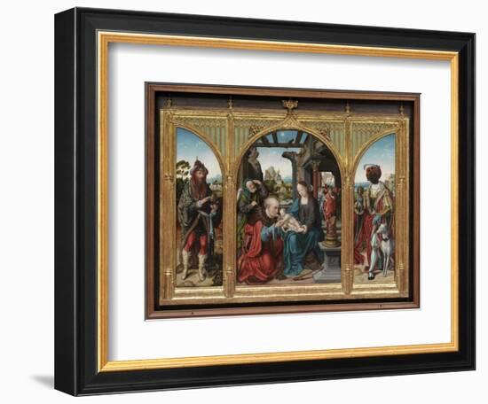 Adoration of the Magi, C.1525 (Oil on Oak Panels)-Joos Van Cleve-Framed Premium Giclee Print