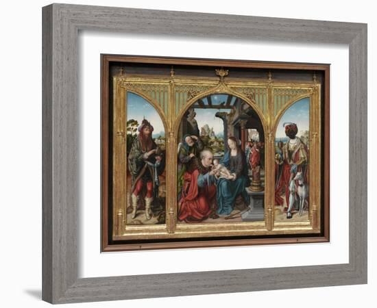 Adoration of the Magi, C.1525 (Oil on Oak Panels)-Joos Van Cleve-Framed Giclee Print