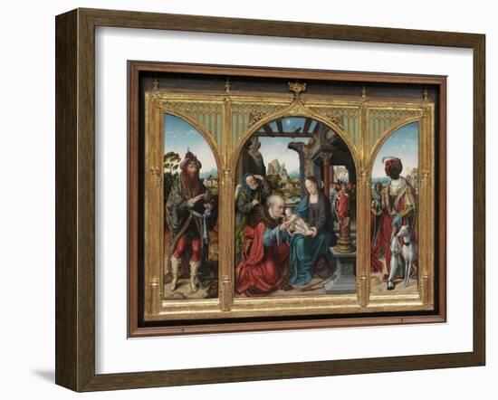 Adoration of the Magi, C.1525 (Oil on Oak Panels)-Joos Van Cleve-Framed Giclee Print