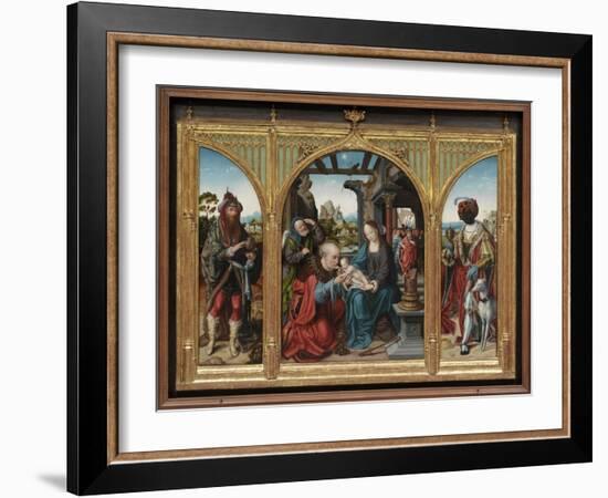 Adoration of the Magi, C.1525 (Oil on Oak Panels)-Joos Van Cleve-Framed Giclee Print