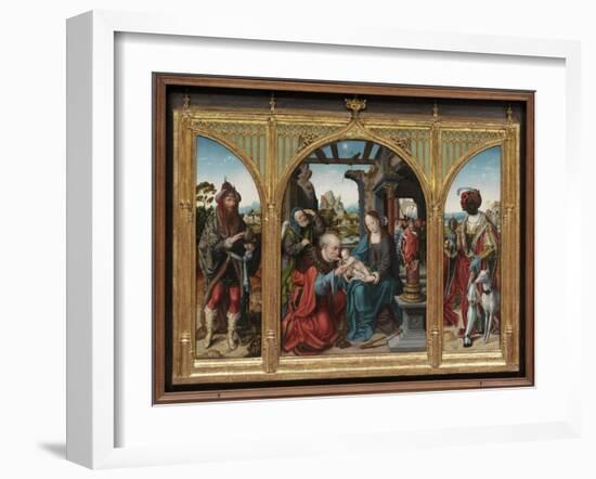 Adoration of the Magi, C.1525 (Oil on Oak Panels)-Joos Van Cleve-Framed Giclee Print