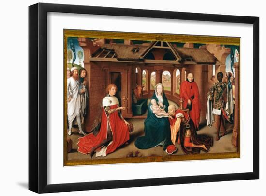 Adoration of the Magi. Central Panel of the Triptych of Prado (Oil on Wood, C.1470)-Hans Memling-Framed Giclee Print