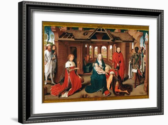 Adoration of the Magi. Central Panel of the Triptych of Prado (Oil on Wood, C.1470)-Hans Memling-Framed Giclee Print