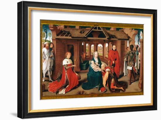 Adoration of the Magi. Central Panel of the Triptych of Prado (Oil on Wood, C.1470)-Hans Memling-Framed Giclee Print