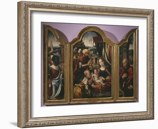 Adoration of the Magi, Epiphany Triptych, C.1540-Pieter Coecke van Aelst-Framed Giclee Print