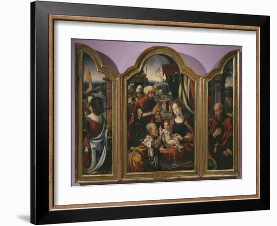 Adoration of the Magi, Epiphany Triptych, C.1540-Pieter Coecke van Aelst-Framed Giclee Print