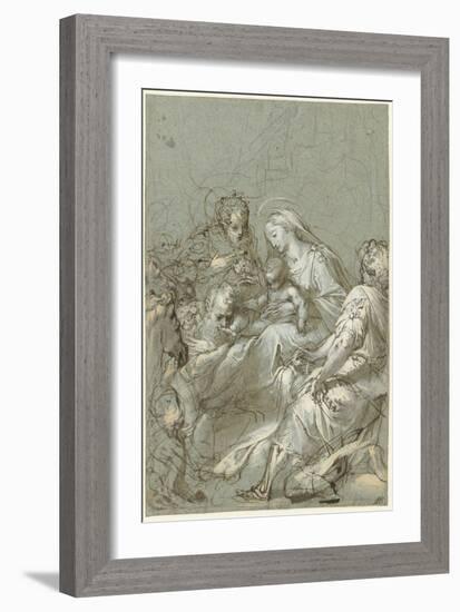 Adoration of the Magi (Ink and Chalk on Paper)-Federico Fiori Barocci or Baroccio-Framed Giclee Print