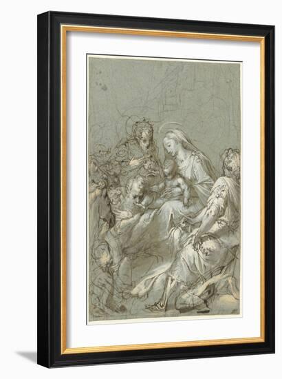 Adoration of the Magi (Ink and Chalk on Paper)-Federico Fiori Barocci or Baroccio-Framed Giclee Print