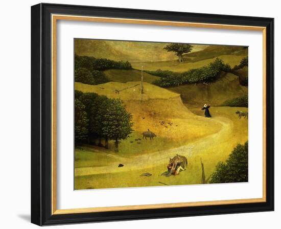 Adoration of the Magi Triptych Traveller Attacked by Wolf Detail-Hieronymus Bosch-Framed Giclee Print