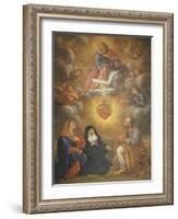 Adoration of the Sacred Heart of Jesus by the Angels, Mary and Joseph and Margaret Mary Alacocque-French School-Framed Giclee Print