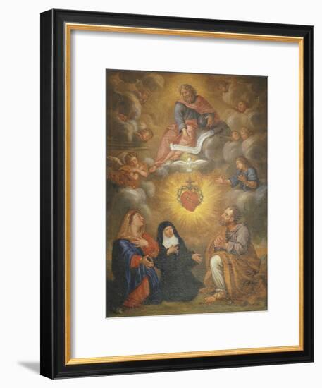 Adoration of the Sacred Heart of Jesus by the Angels, Mary and Joseph and Margaret Mary Alacocque-French School-Framed Giclee Print