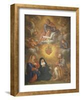 Adoration of the Sacred Heart of Jesus by the Angels, Mary and Joseph and Margaret Mary Alacocque-French School-Framed Giclee Print