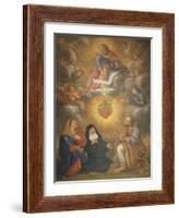 Adoration of the Sacred Heart of Jesus by the Angels, Mary and Joseph and Margaret Mary Alacocque-French School-Framed Giclee Print