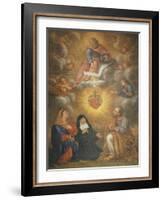 Adoration of the Sacred Heart of Jesus by the Angels, Mary and Joseph and Margaret Mary Alacocque-French School-Framed Giclee Print