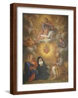Adoration of the Sacred Heart of Jesus by the Angels, Mary and Joseph and Margaret Mary Alacocque-French School-Framed Giclee Print