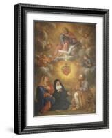 Adoration of the Sacred Heart of Jesus by the Angels, Mary and Joseph and Margaret Mary Alacocque-French School-Framed Giclee Print
