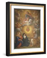 Adoration of the Sacred Heart of Jesus by the Angels, Mary and Joseph and Margaret Mary Alacocque-French School-Framed Giclee Print