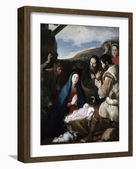 Adoration of the Sheperds, 1650-Jusepe de Ribera-Framed Giclee Print