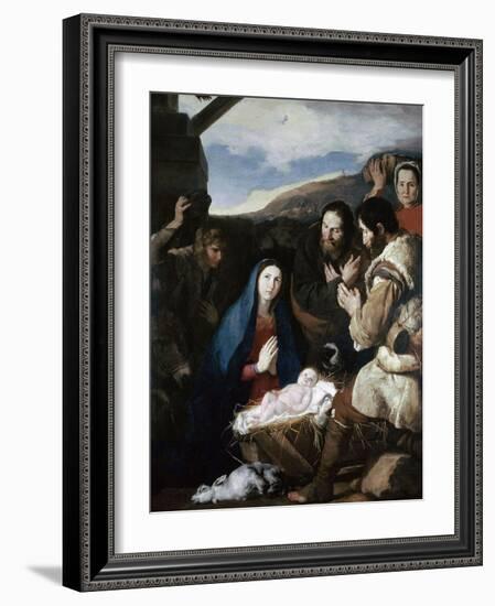 Adoration of the Sheperds, 1650-Jusepe de Ribera-Framed Giclee Print