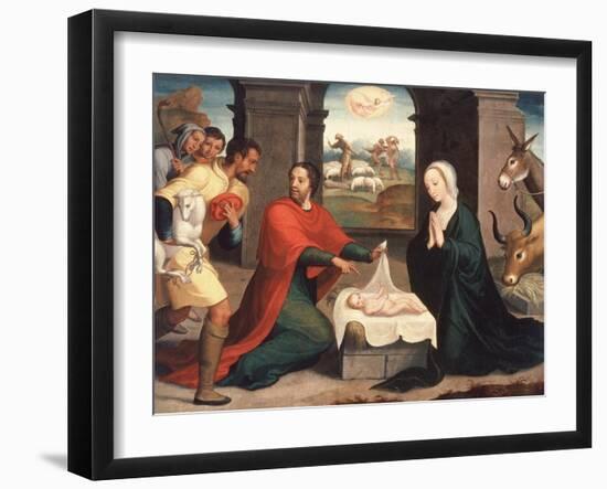 Adoration of the Shepherds, 1550/60-Juan Correa de Vivar-Framed Giclee Print