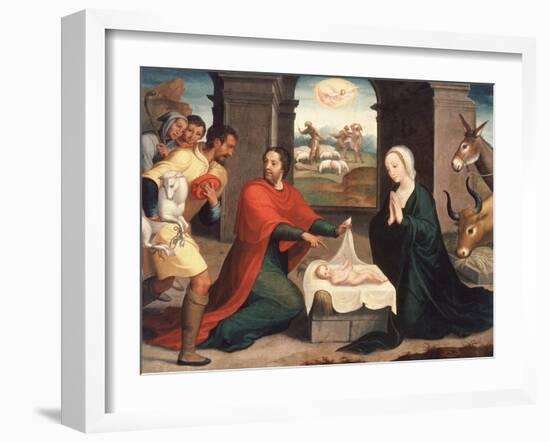 Adoration of the Shepherds, 1550/60-Juan Correa de Vivar-Framed Giclee Print