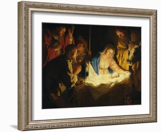 Adoration of the Shepherds, 1622-Gerrit van Honthorst-Framed Giclee Print