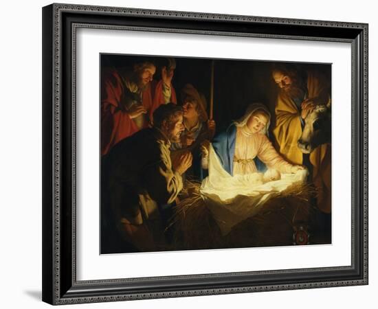 Adoration of the Shepherds, 1622-Gerrit van Honthorst-Framed Giclee Print