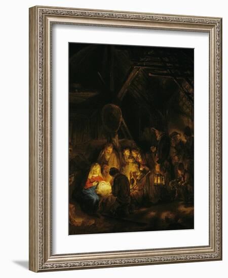 Adoration of the Shepherds, 1646-Rembrandt van Rijn-Framed Giclee Print