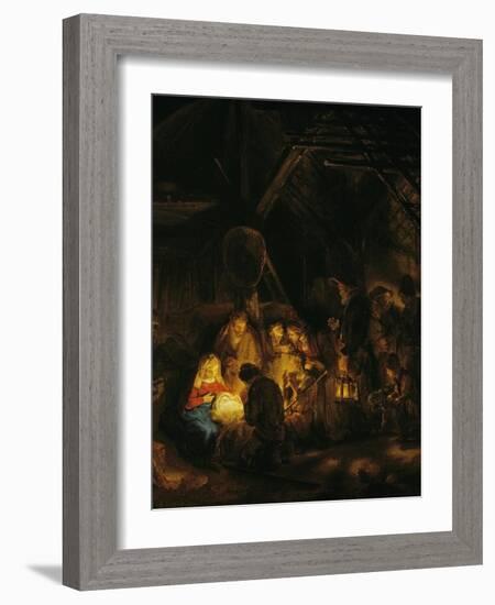 Adoration of the Shepherds, 1646-Rembrandt van Rijn-Framed Giclee Print