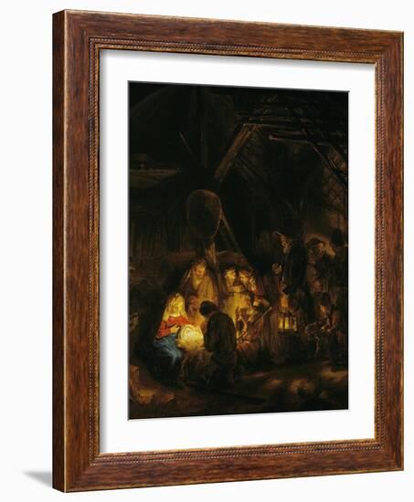 Adoration of the Shepherds, 1646-Rembrandt van Rijn-Framed Giclee Print